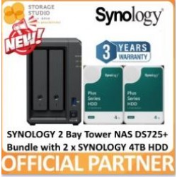 SYNOLOGY 2-Bay Diskstation DS725+ Bundle with SYNOLOGY HAT3300 HDD 2 x 4TB